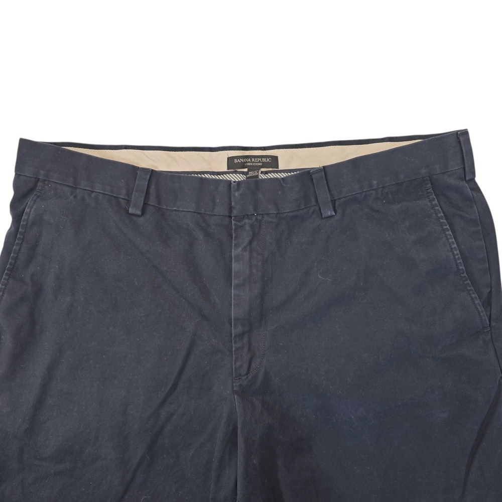 Banana Republic Aiden Chino Pants Mens 38x32 Navy Cotton Straight Flat Front - Picture 4 of 9